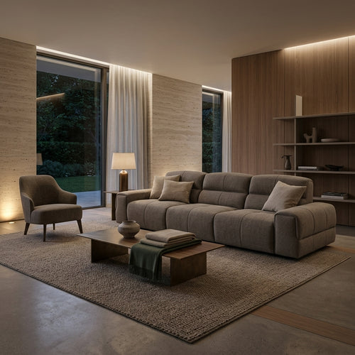 Algarve Sofa — Quiet Luxury room render (SOFA-003)