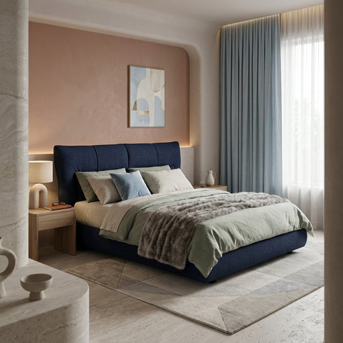 Bavaria Soft Bed — Muted Pastel Contemporary room render (BED-021)