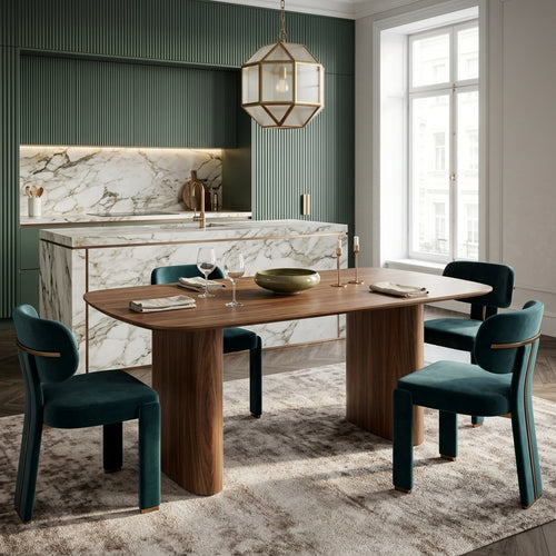Braga Dining Table — Art Deco Modern room render (DINING-007)